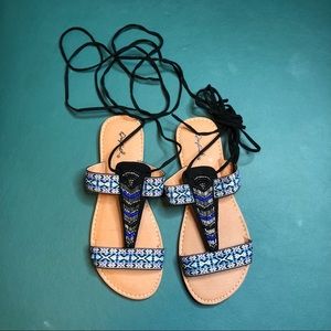 Qupid Lace Up Sandals